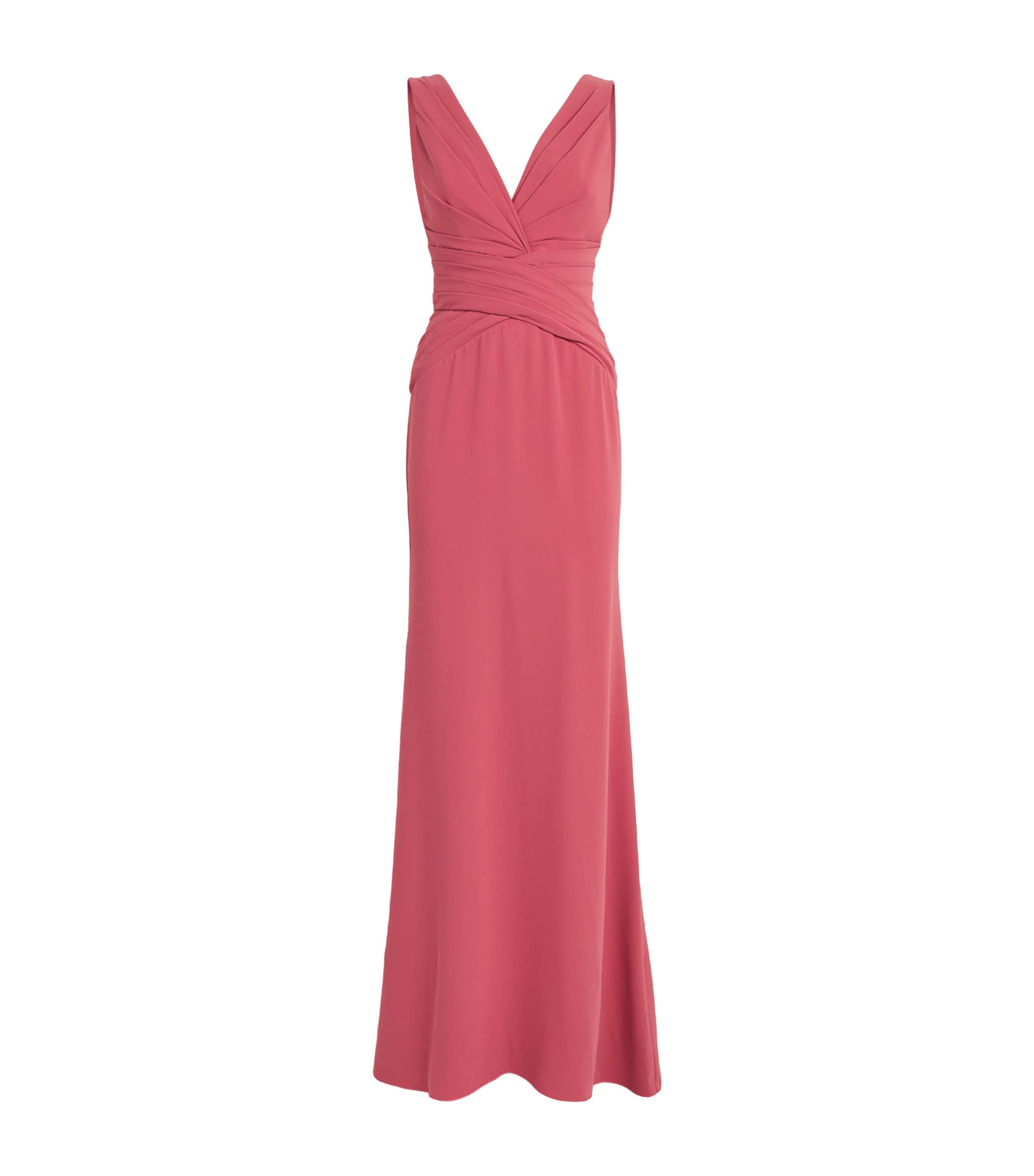 Pink V-Neck Criss-Cross Gown