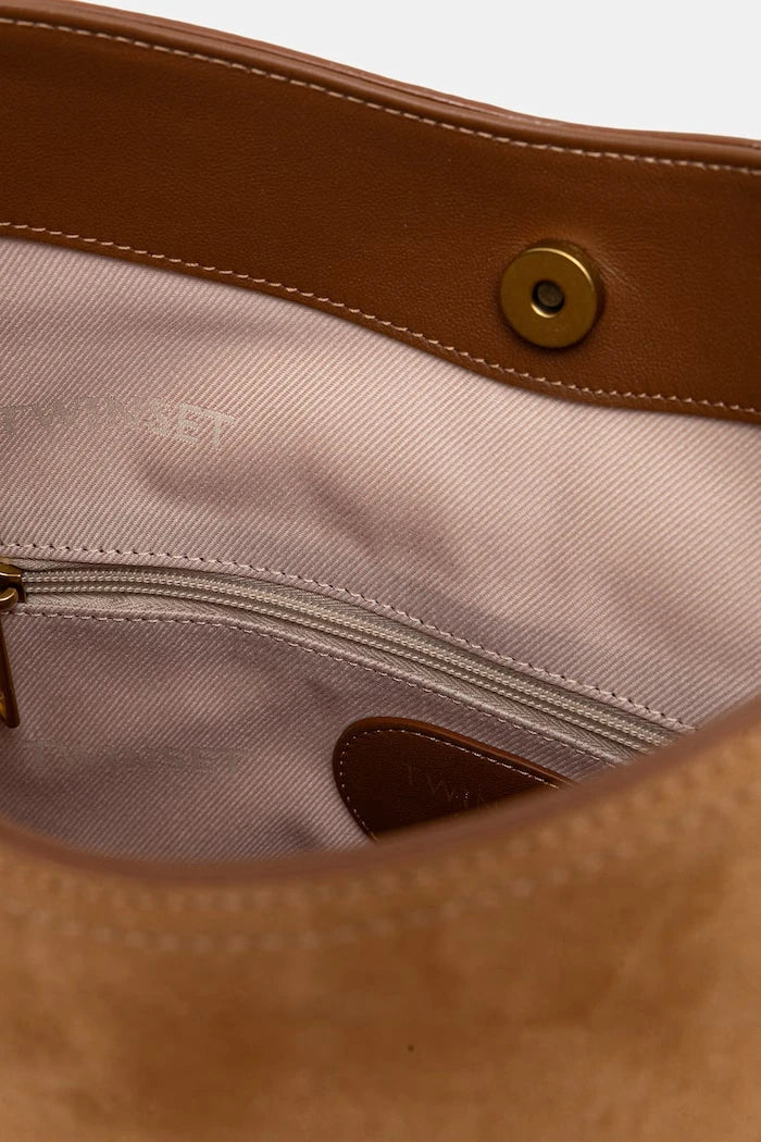 Twinset süet kadın hobo çanta