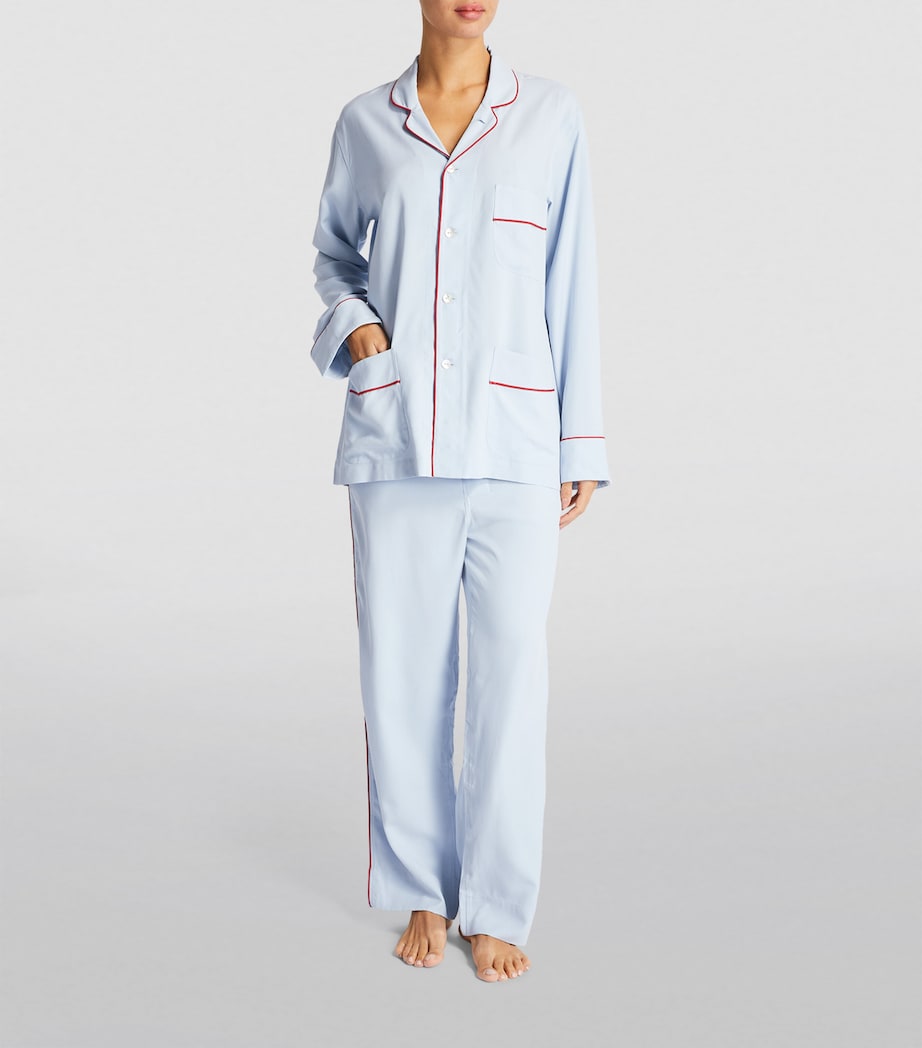Olivia von Halle Blue Silk Laurent Pyjama Set