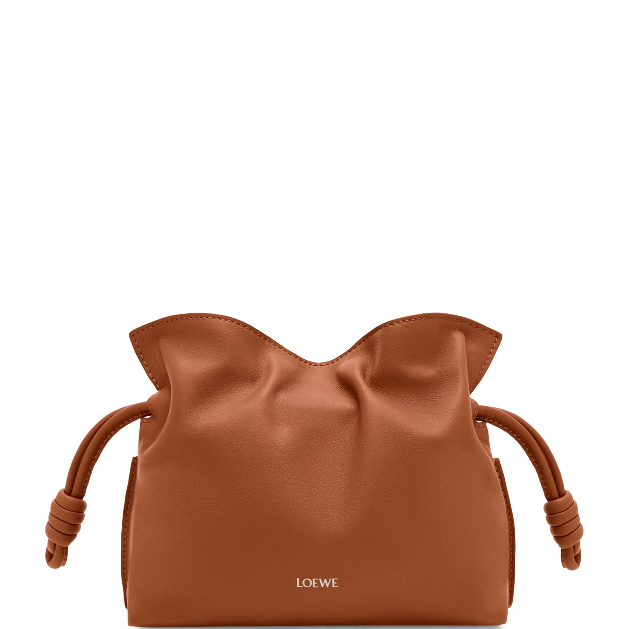 Mini Leather Flamenco Clutch Shoulder Bag SQUIRREL