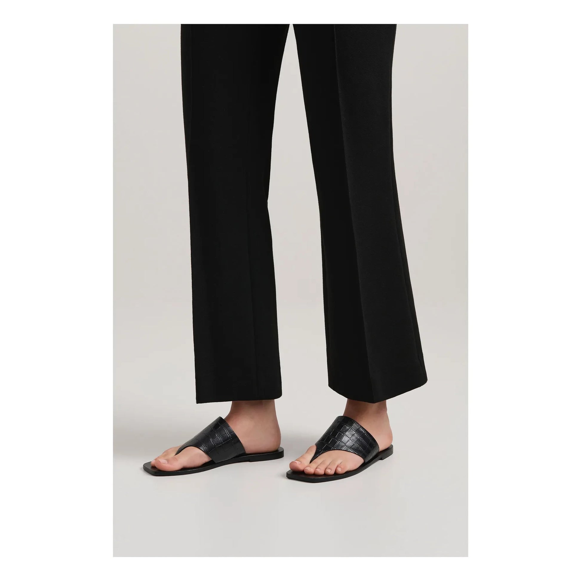 A. Emery - Crocodile Embossed Toe Sandals | Black