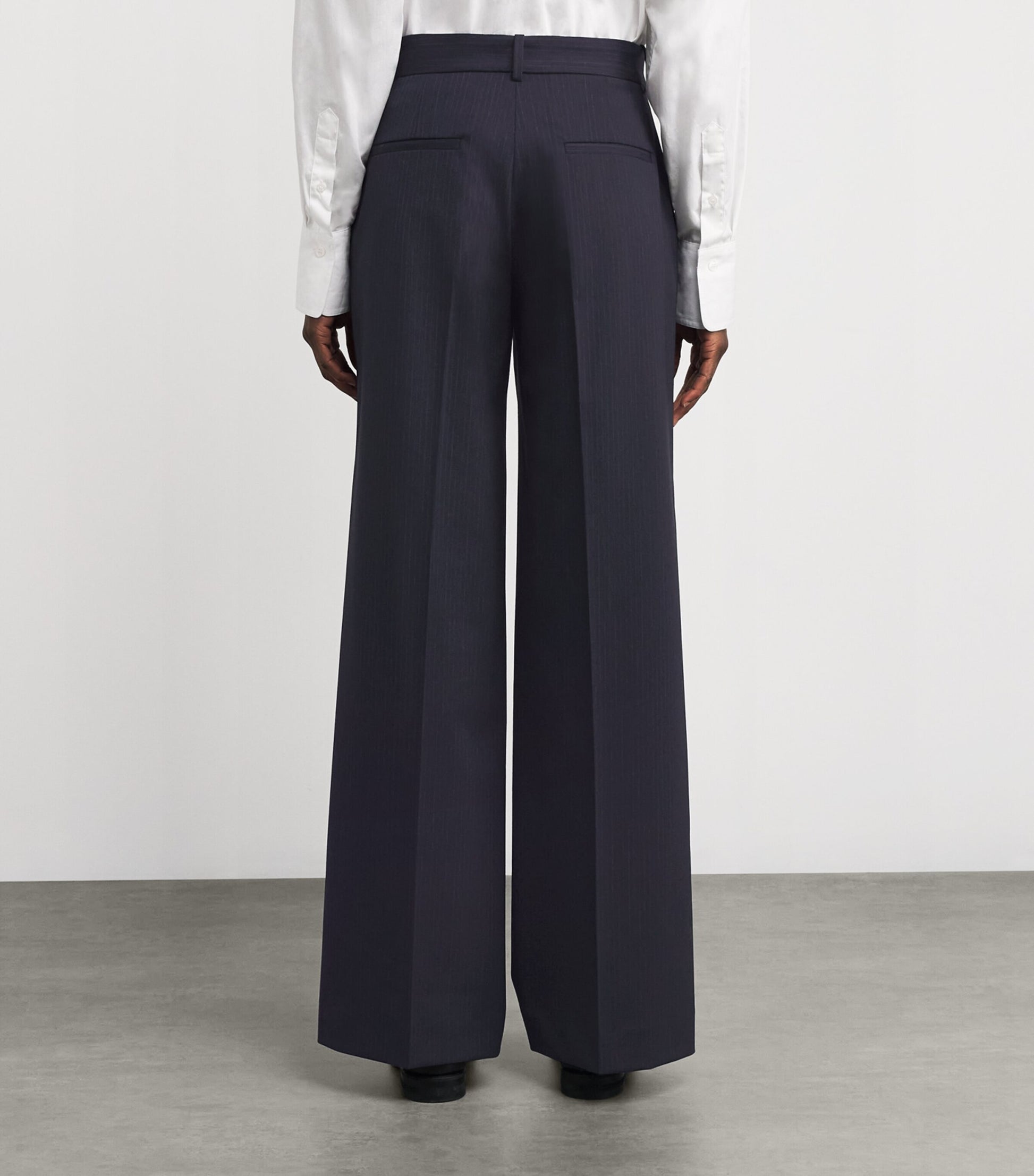 Wool-Blend Straight Leg Trousers NAVY BLUE