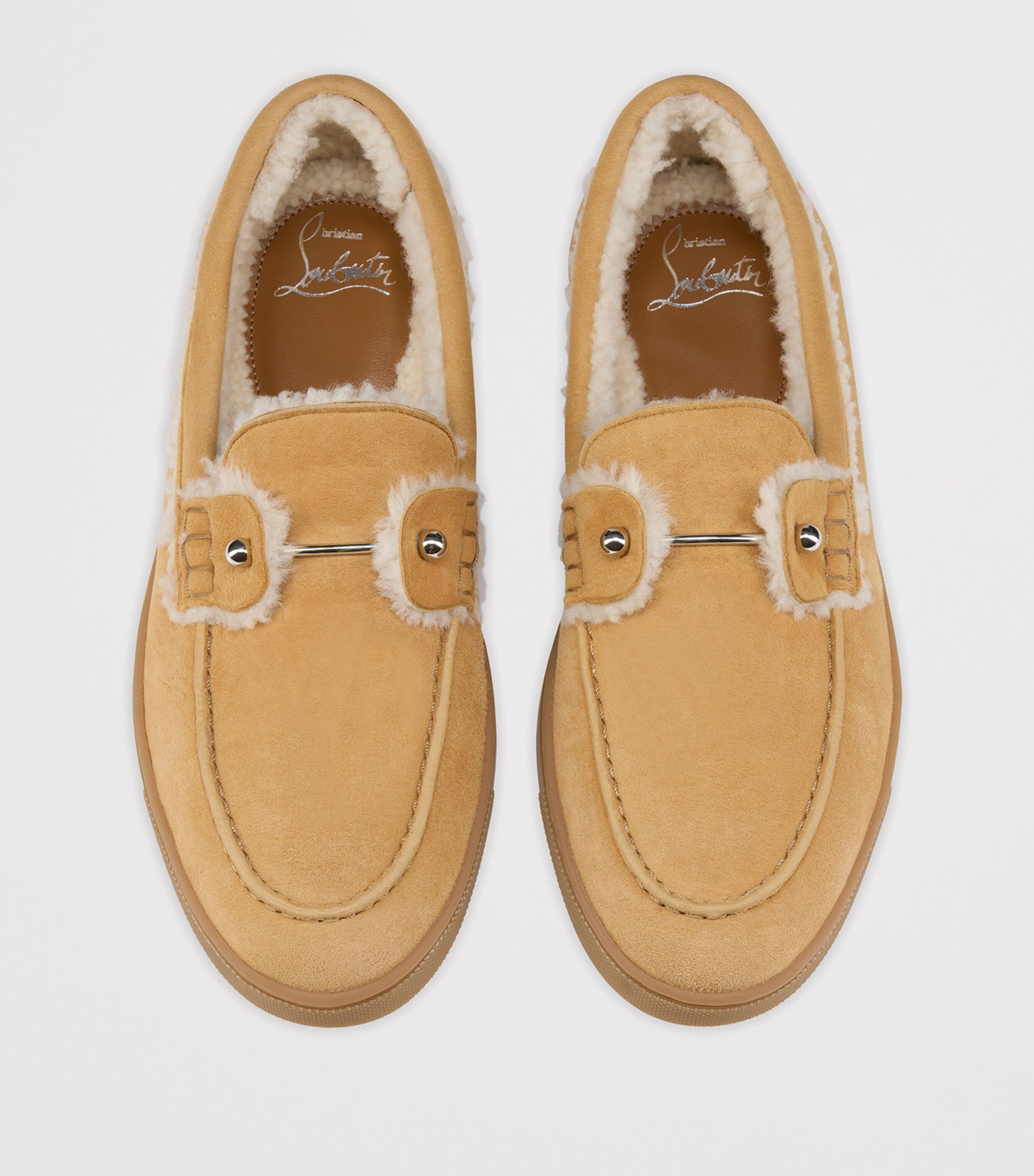 Brown Chambeliboat Suede Shearling-Lined Boat Shoes