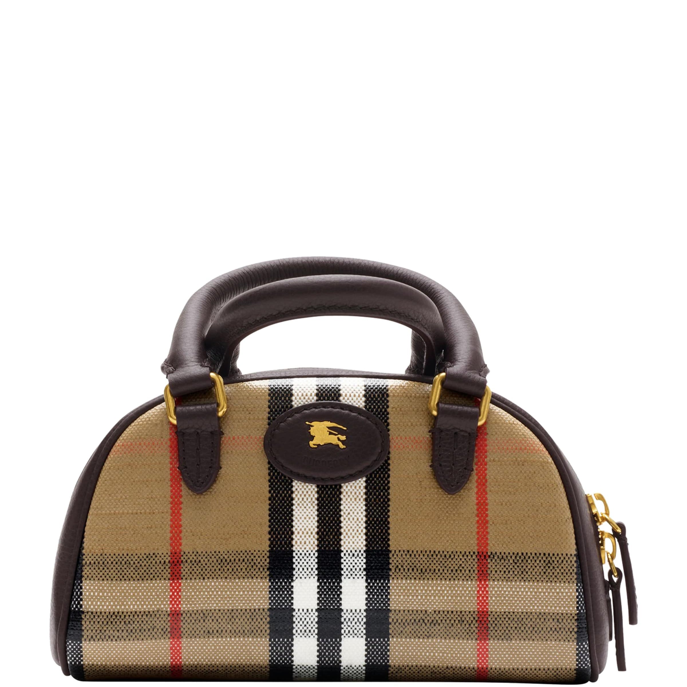 Burberry Beige Mini Canvas Highlands Bowling Bag