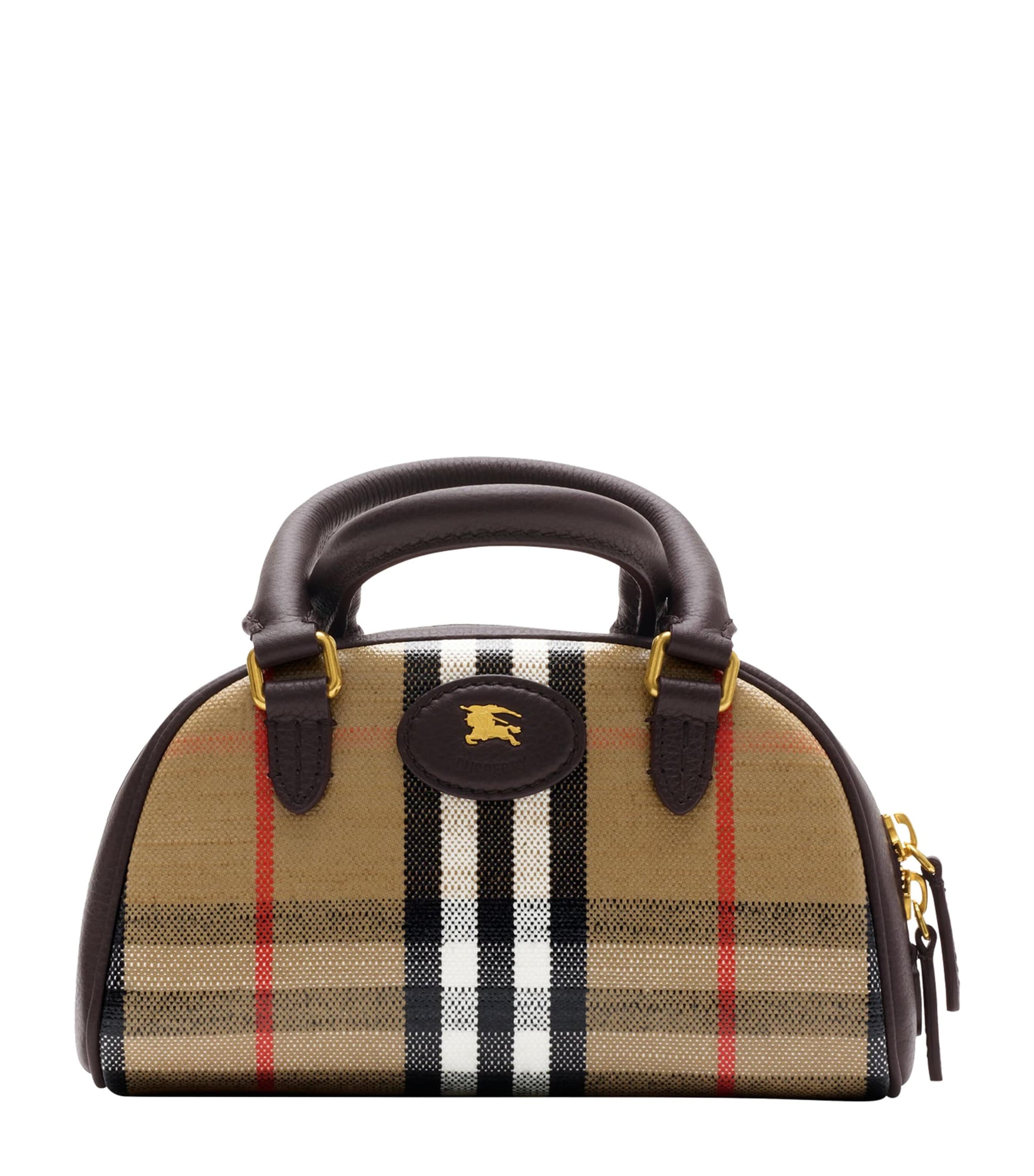 Burberry Beige Mini Canvas Highlands Bowling Bag