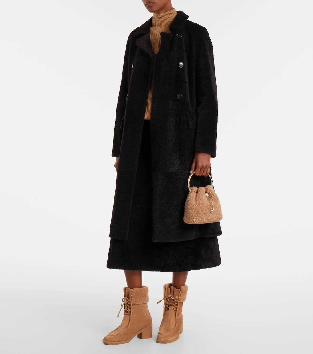 Jimmy Choo - Bon Bon Small shearling bucket bag