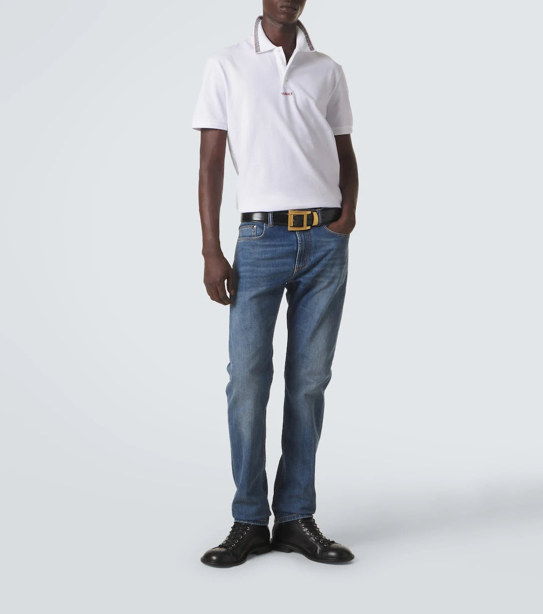 Versace - Greca cotton piqué polo shirt