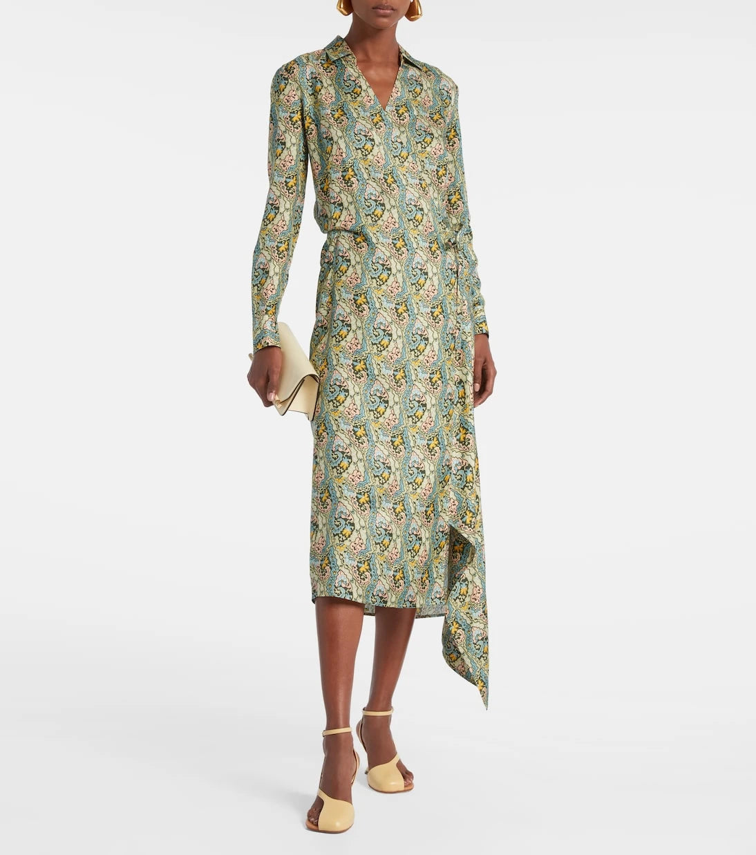 Tory Burch - فستان لف من الساتان الحريري بنقشة بيزلي