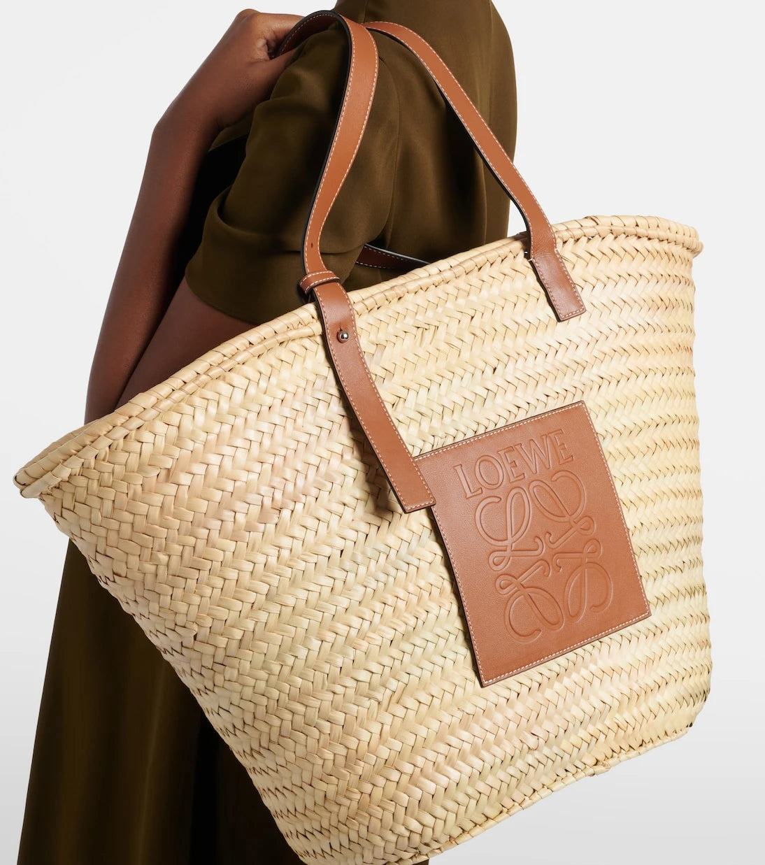 Loewe - Large leather-trimmed basket tote