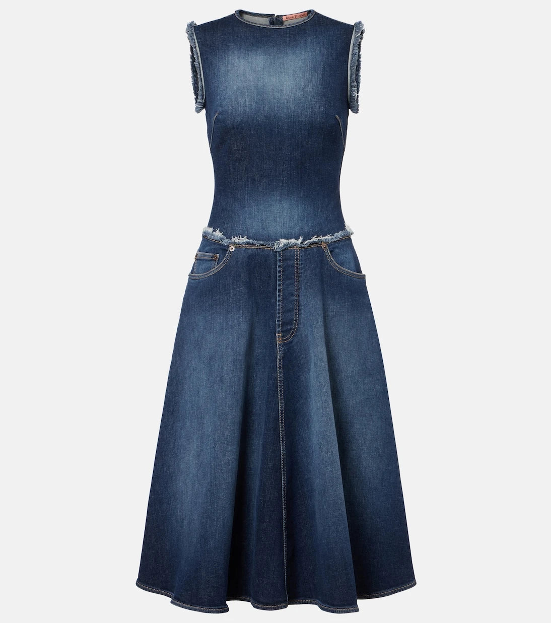 Acne Studios - Duffena distressed denim midi dress
