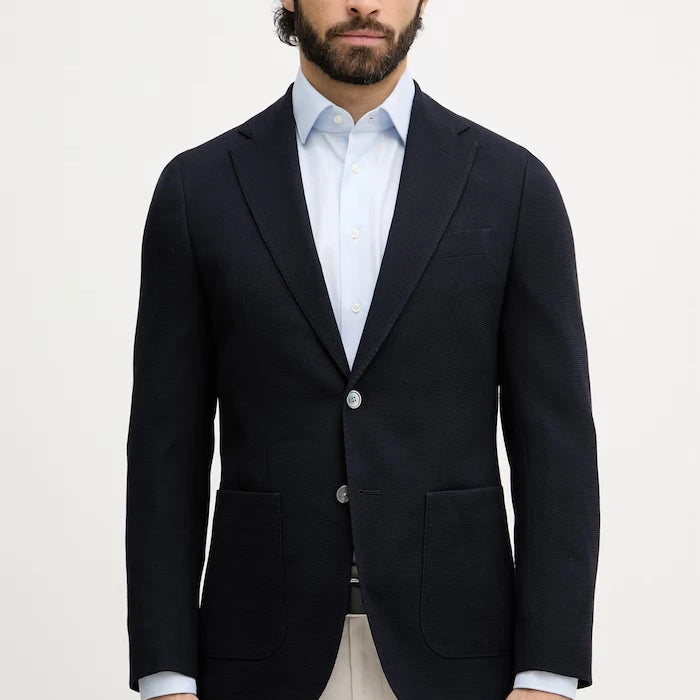 BOSS tek düğmeli erkek yün blazer Hutson
