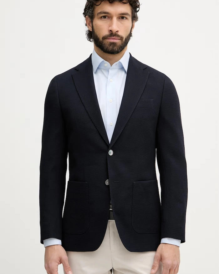 BOSS tek düğmeli erkek yün blazer Hutson