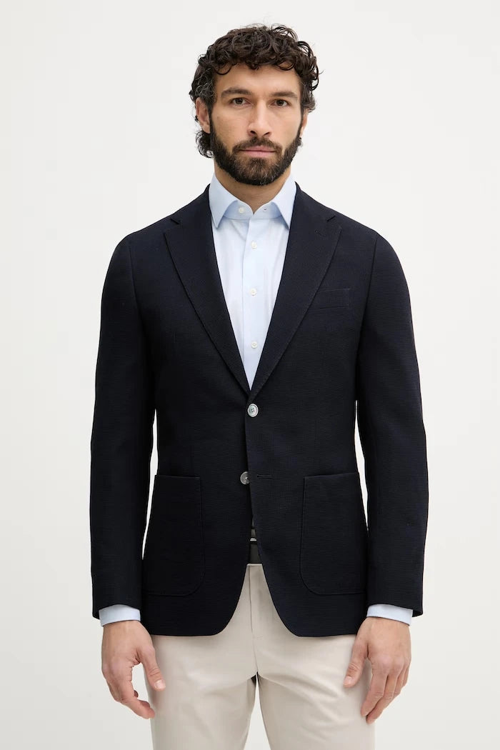 BOSS tek düğmeli erkek yün blazer Hutson