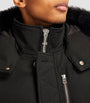 Black Shearling-Collar Puffer Jacket