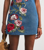 Alice+Olivia Blue Denim Embroidered Mini Dress