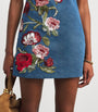 Alice+Olivia Blue Denim Embroidered Mini Dress