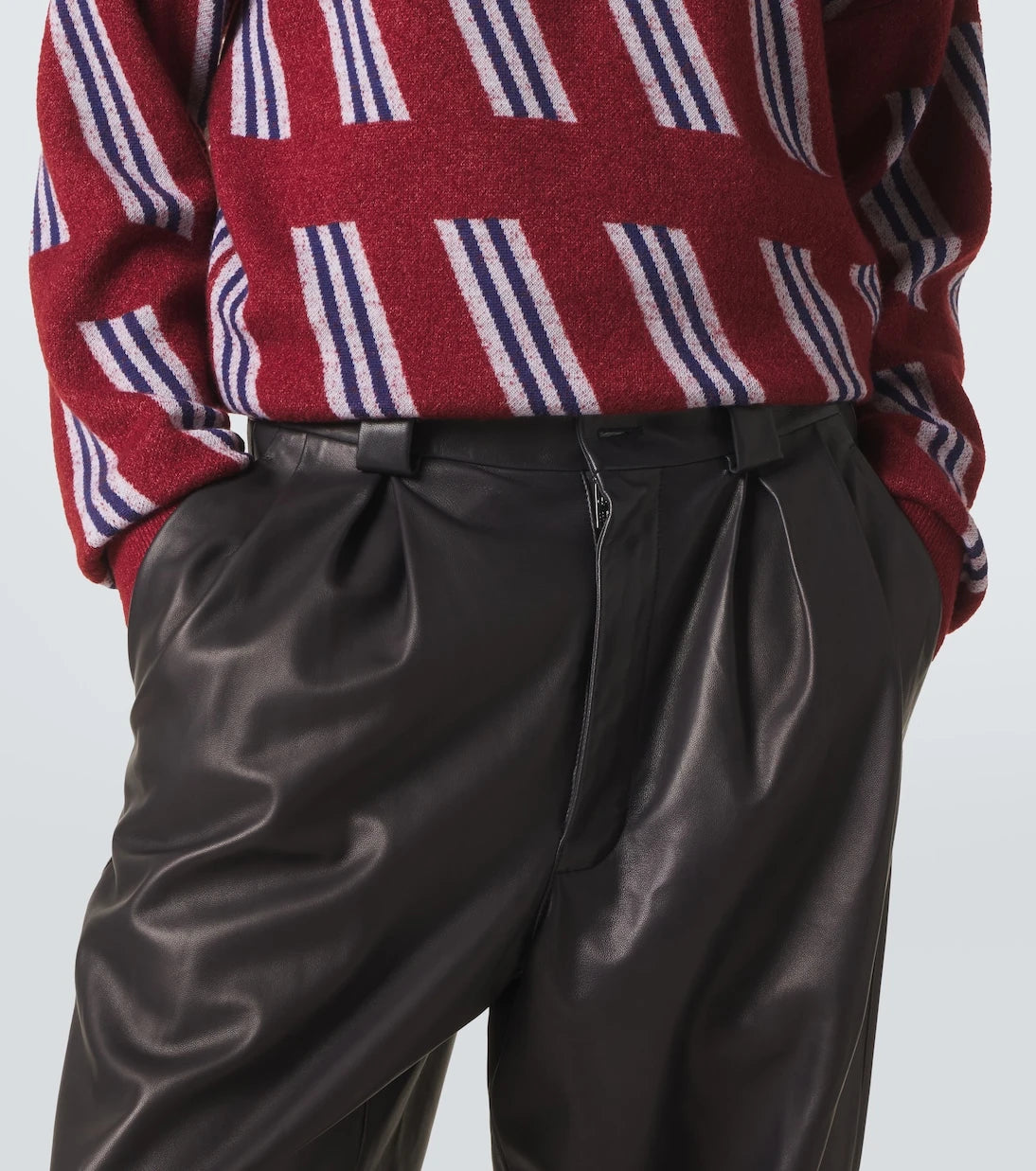 Giorgio Armani - Archivio pleated leather straight pants