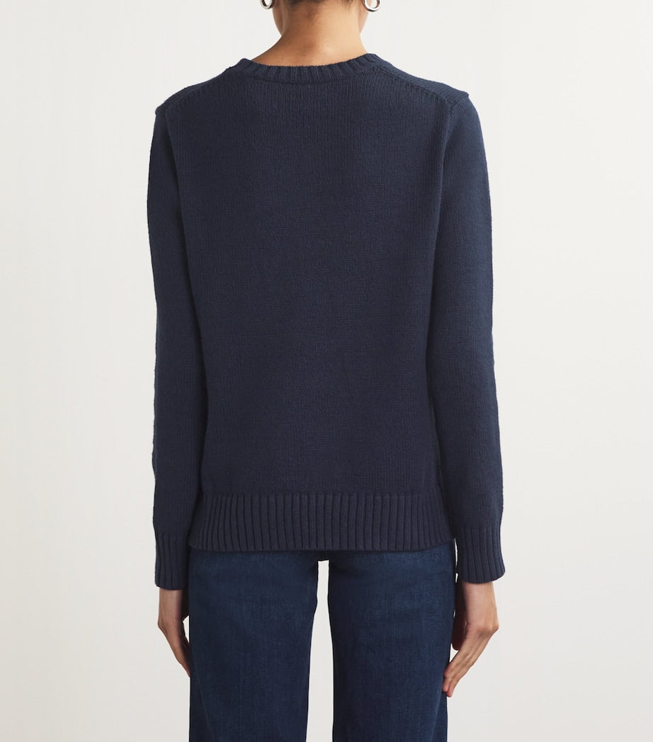 Polo Ralph Lauren Navy Cotton-Linen Polo Bear Sweater