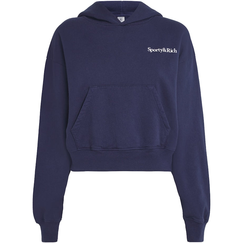 Navy Health Is Wealth Cropped Hoodie