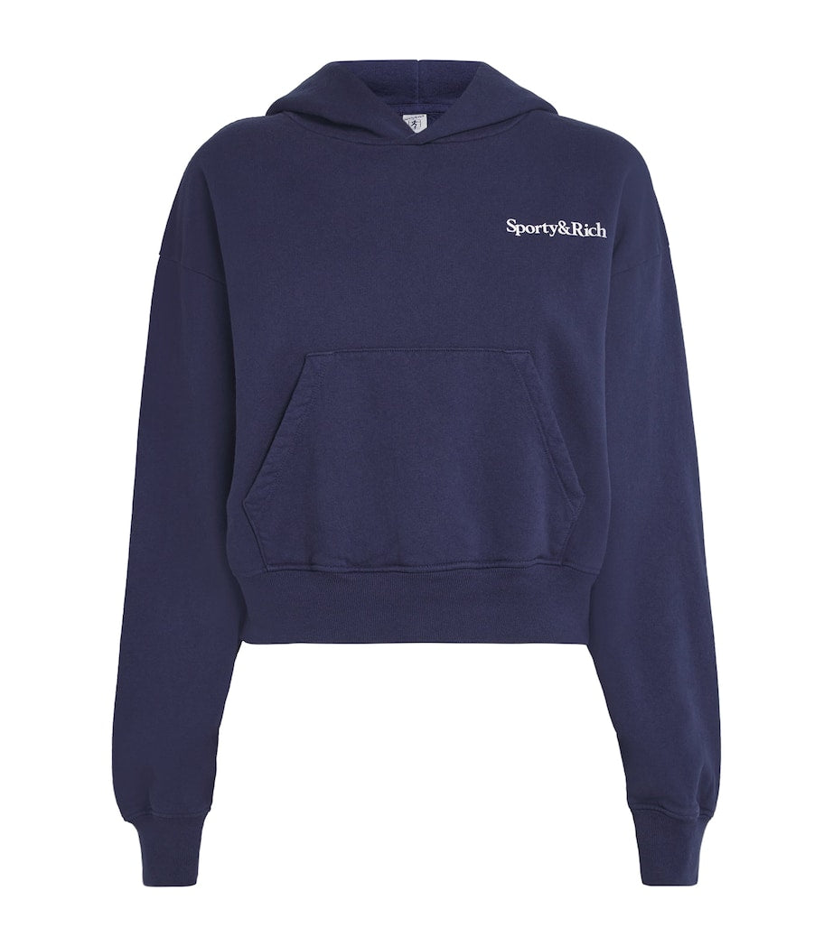 Navy Health Is Wealth Cropped Hoodie