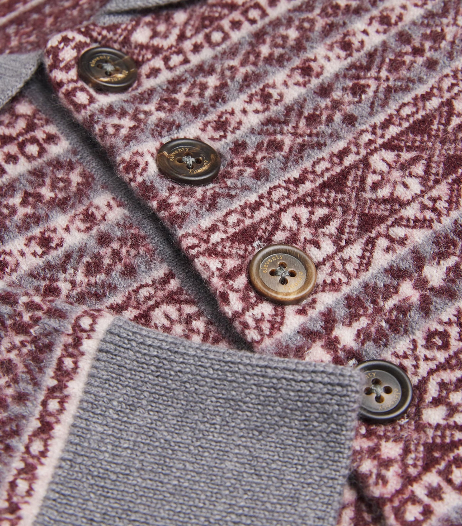 Eleventy Multi Wool Fair Isle Polo Sweater