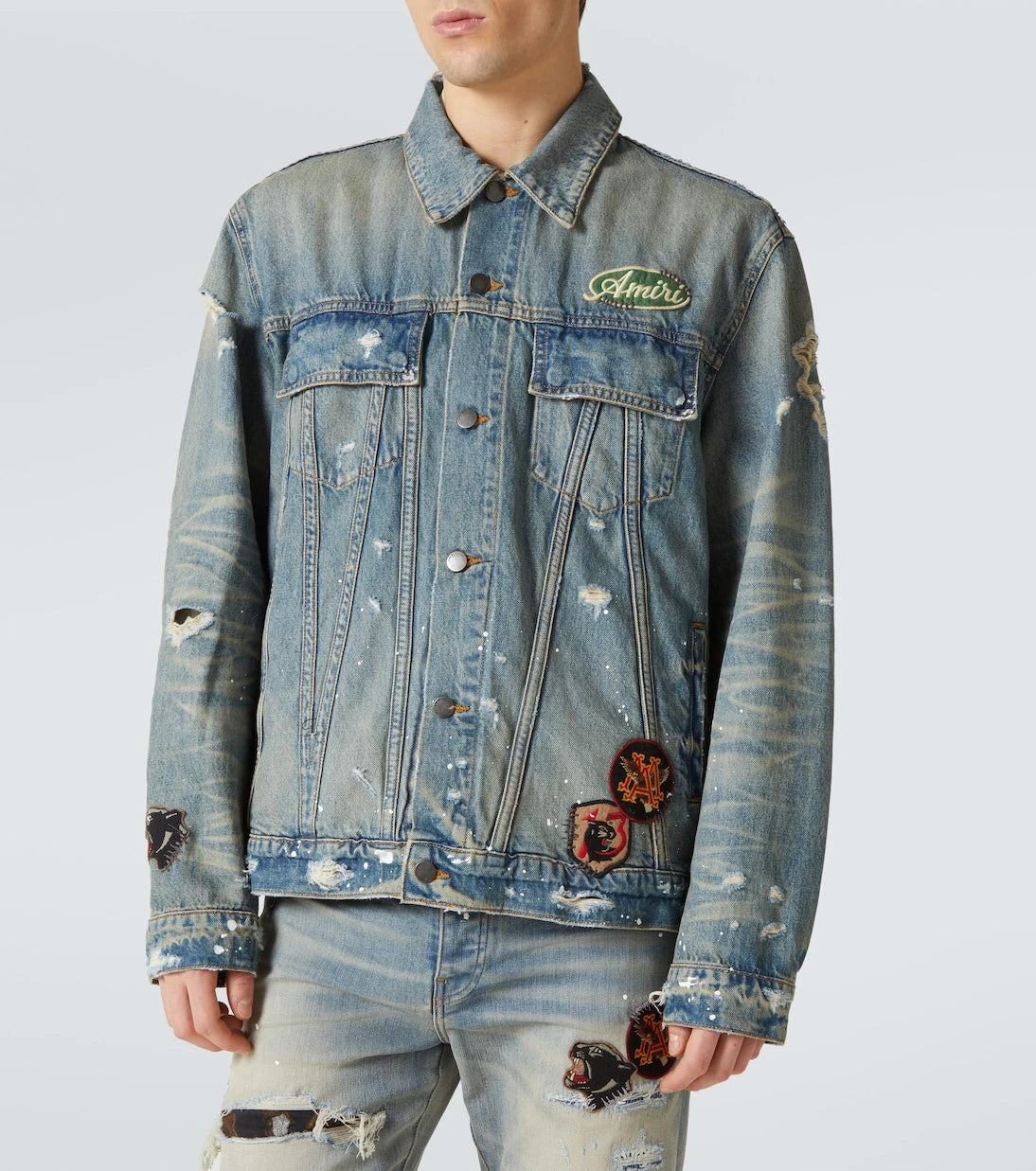 Amiri - Vintage Pegasus distressed denim jacket