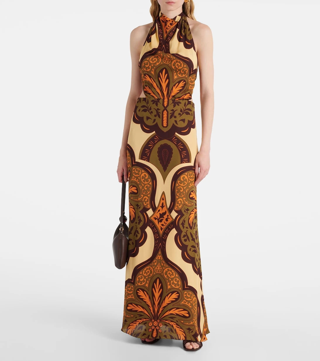 Johanna Ortiz - Halterneck printed silk maxi dress
