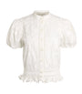 Alice+Olivia White Cotton Loryn Embroidered Blose