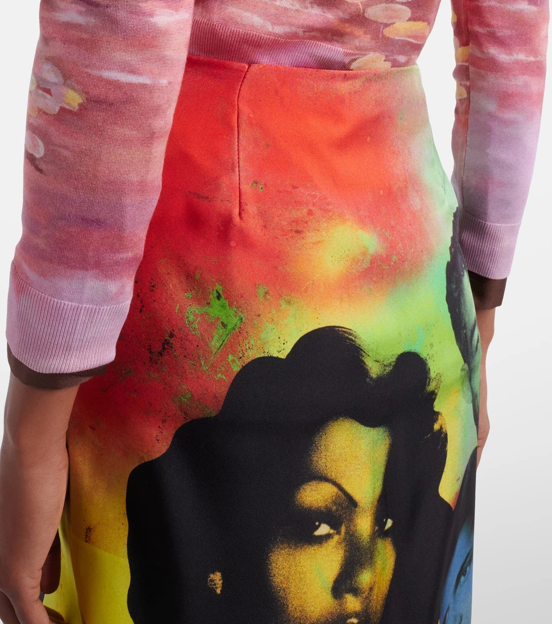 Versace - Printed silk twill midi skirt