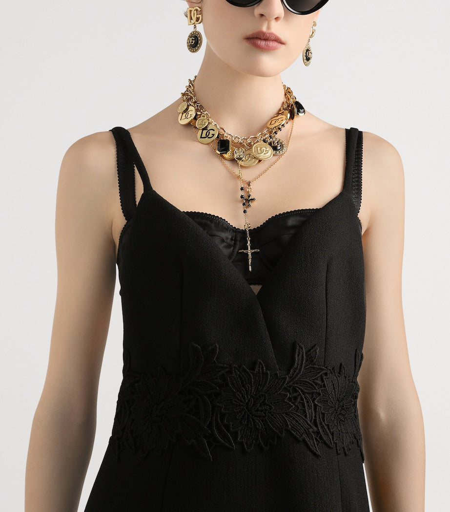 Dolce & Gabbana Multi Floral-Appliqué Mini Dress