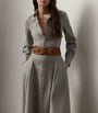 Ralph Lauren Collection Grey Wool Belted Safford Midi Dress