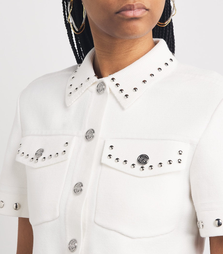 Maje White Short-Sleeve Studded Jacket