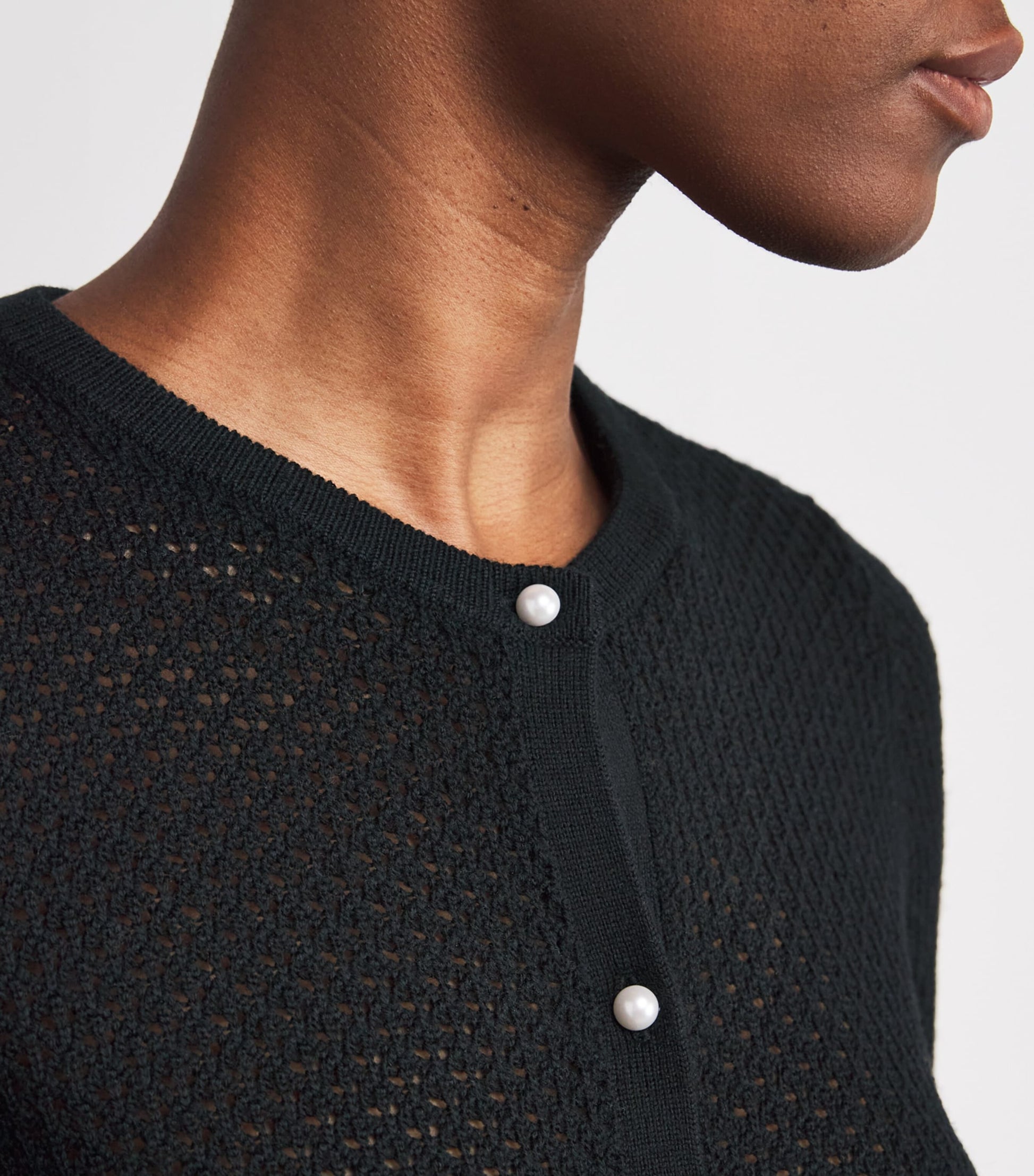 Alice+Olivia Black Wool Collared Carson Cardigan