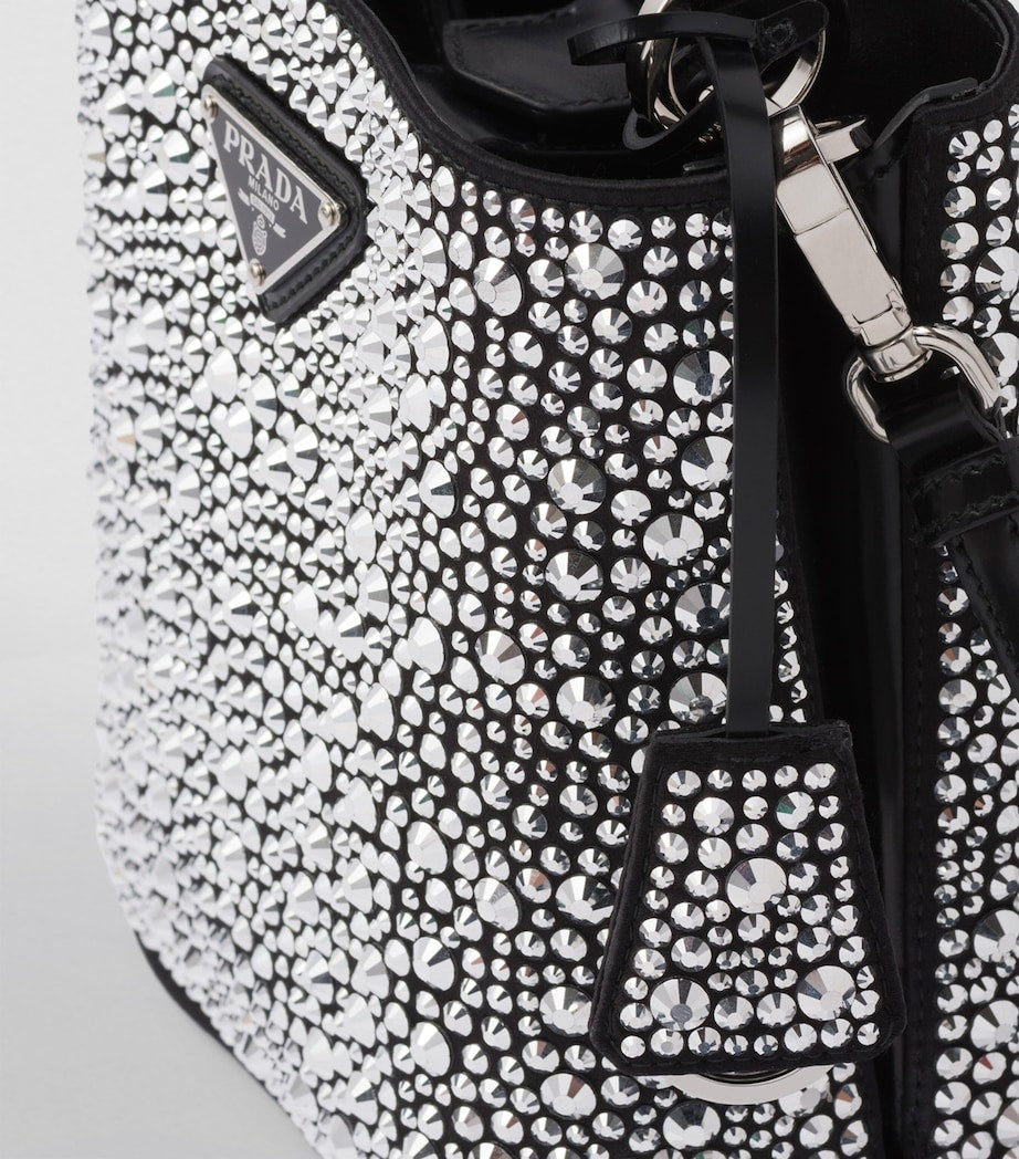 Prada Metallic Satin Embellished Panier Shoulder Bag