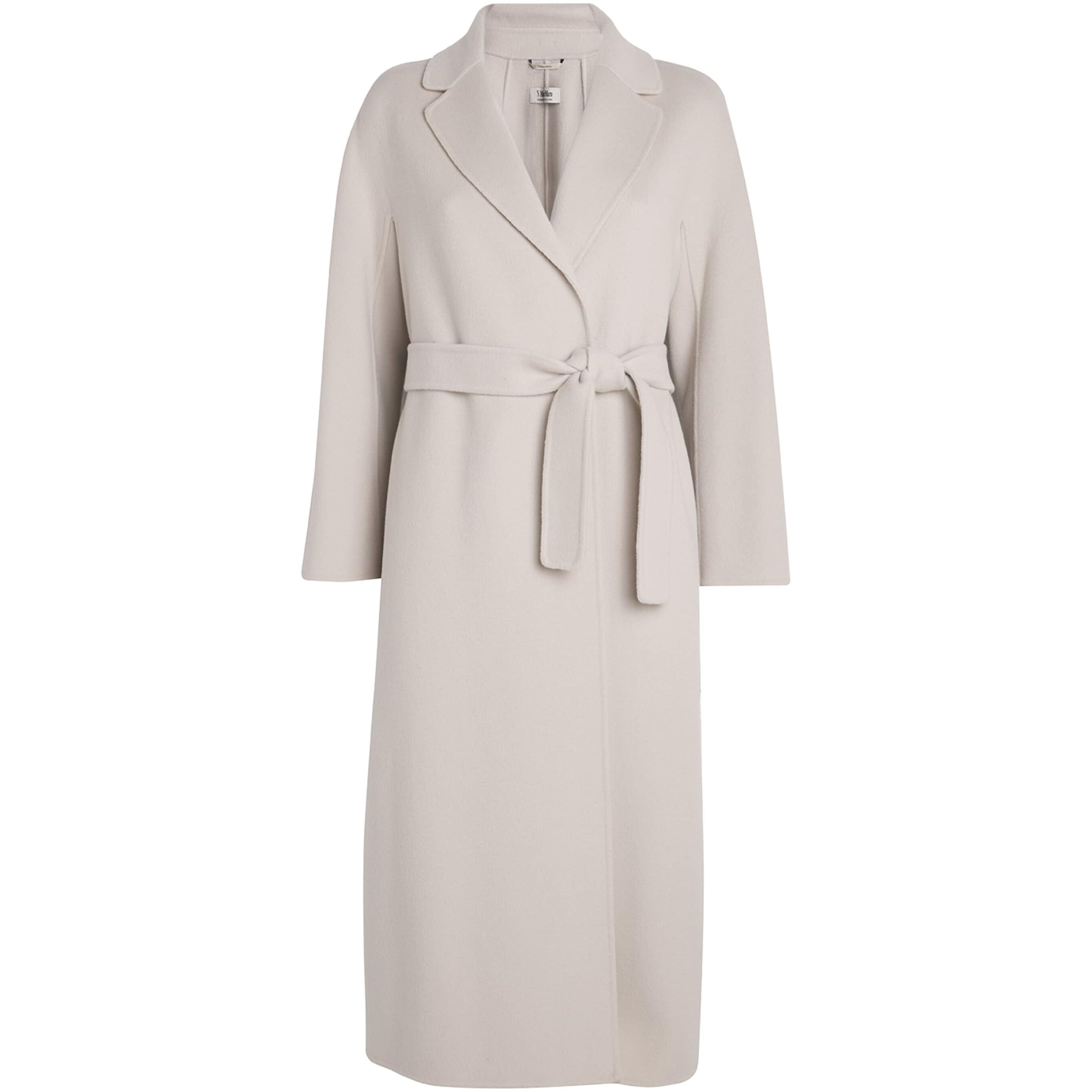 Max Mara White Virgin Wool Wrap Coat