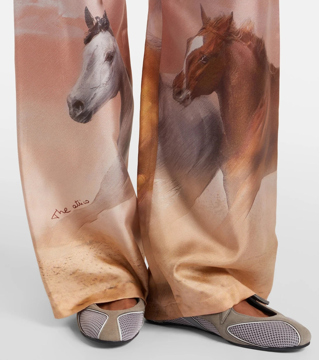 The Attico - Printed silk twill palazzo pants