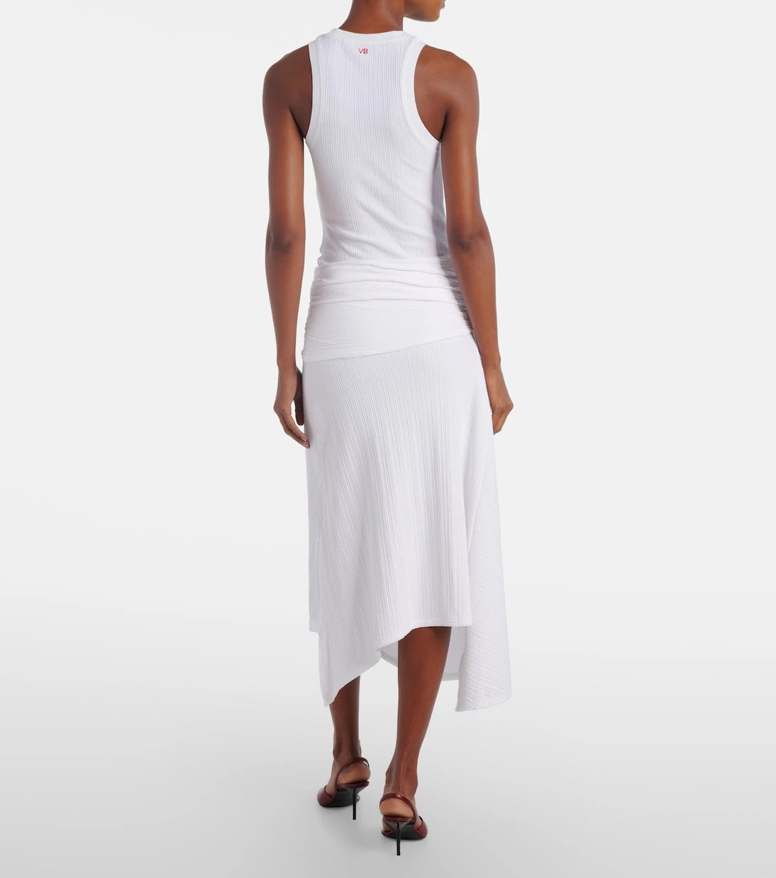 Victoria Beckham - Gathered cotton-blend midi skirt