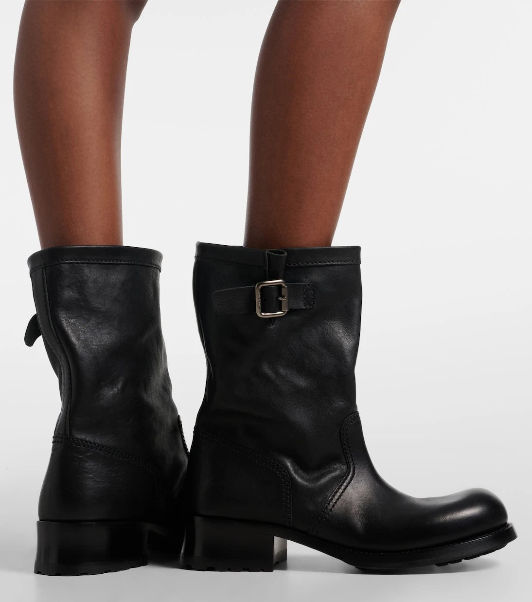 Prada - Leather mid-calf boots