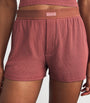 Skims Brown Cotton-Blend Ribbed Boxer Shorts