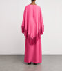 Fringed Bohemian Kaftan Maxi Dress ORCHID PINK