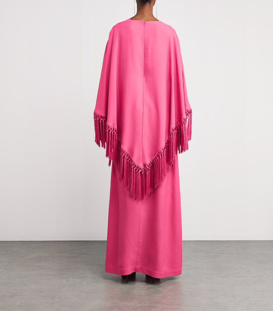 Fringed Bohemian Kaftan Maxi Dress ORCHID PINK