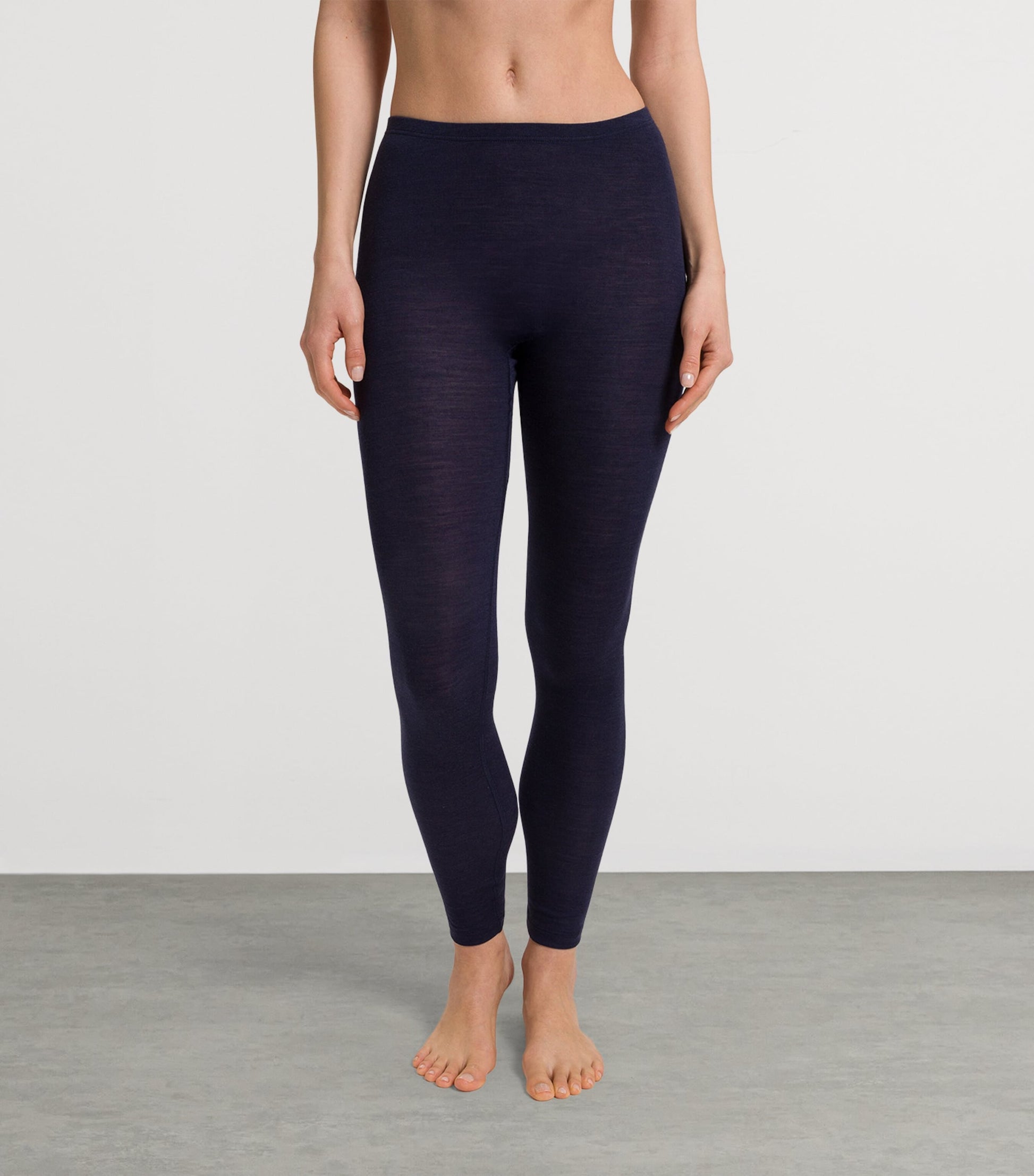 Navy Woolen Silk Leggings