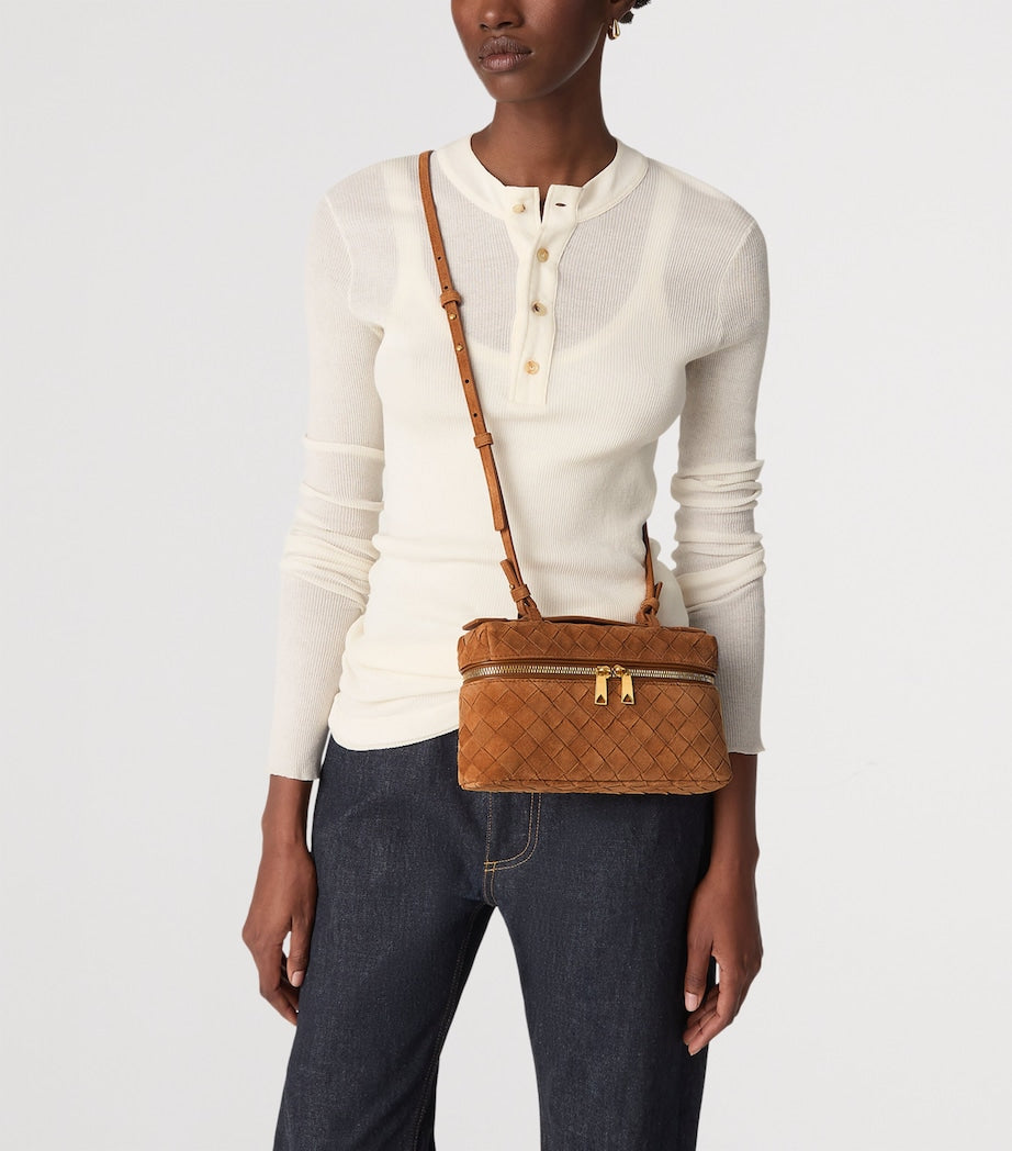 Brown Suede Bang Bang Vanity Case Top-Handle Bag