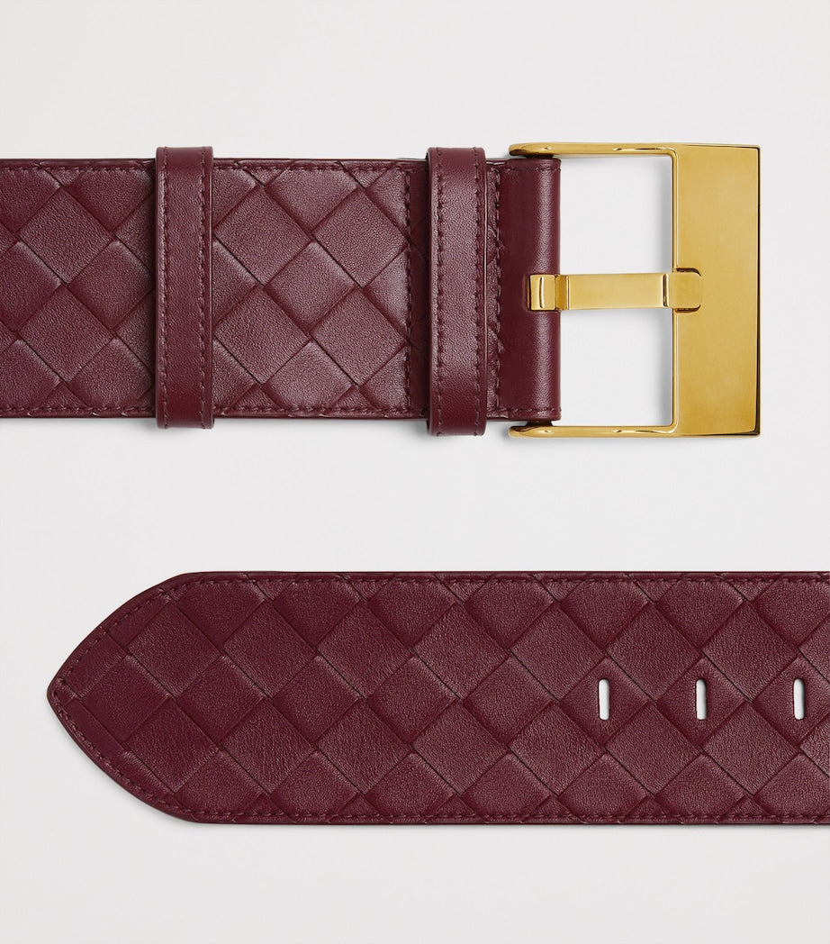 Red Large Calfskin Intrecciato Watch Belt