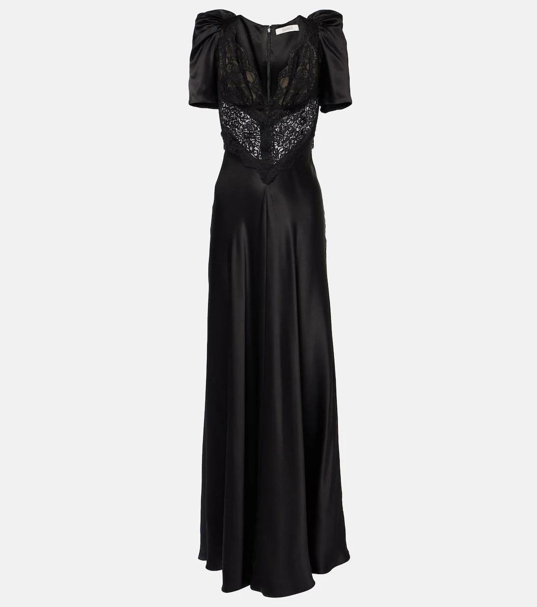Rodarte - Lace-trimmed silk charmeuse gown