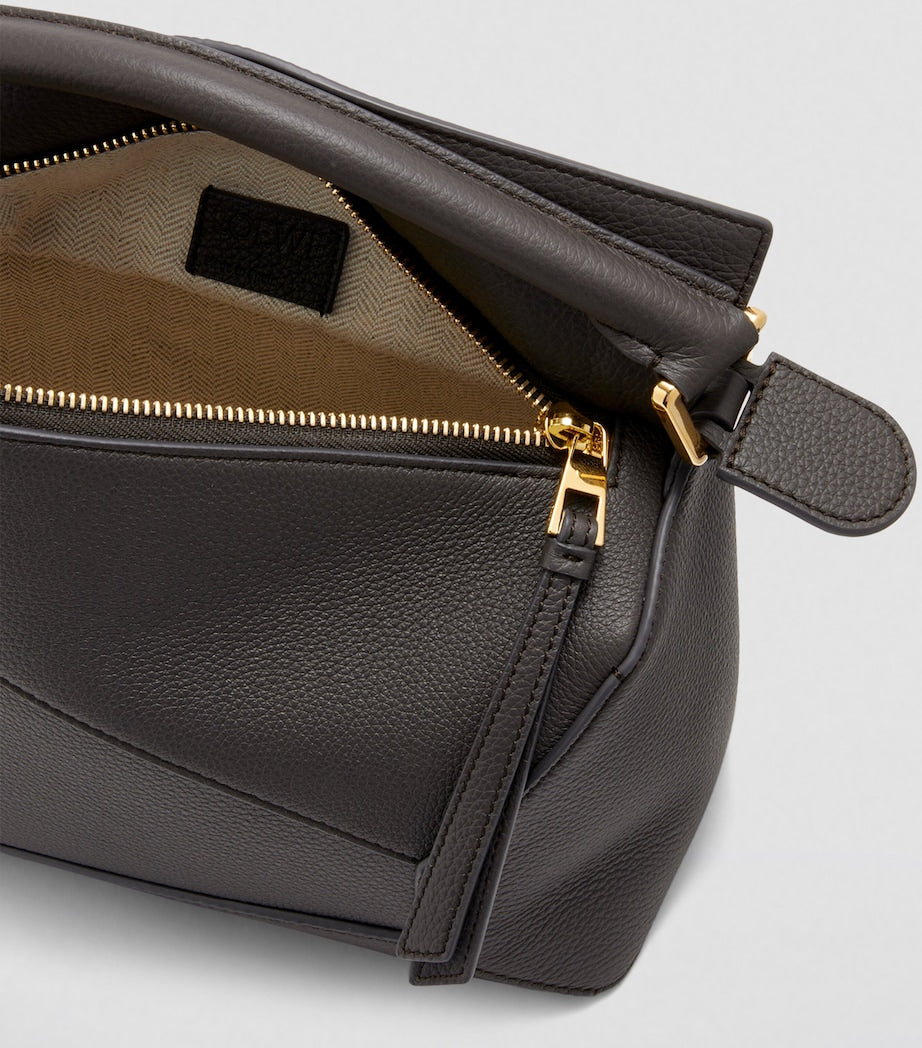 LOEWE Grey Small Leather Puzzle Edge Top-Handle Bag