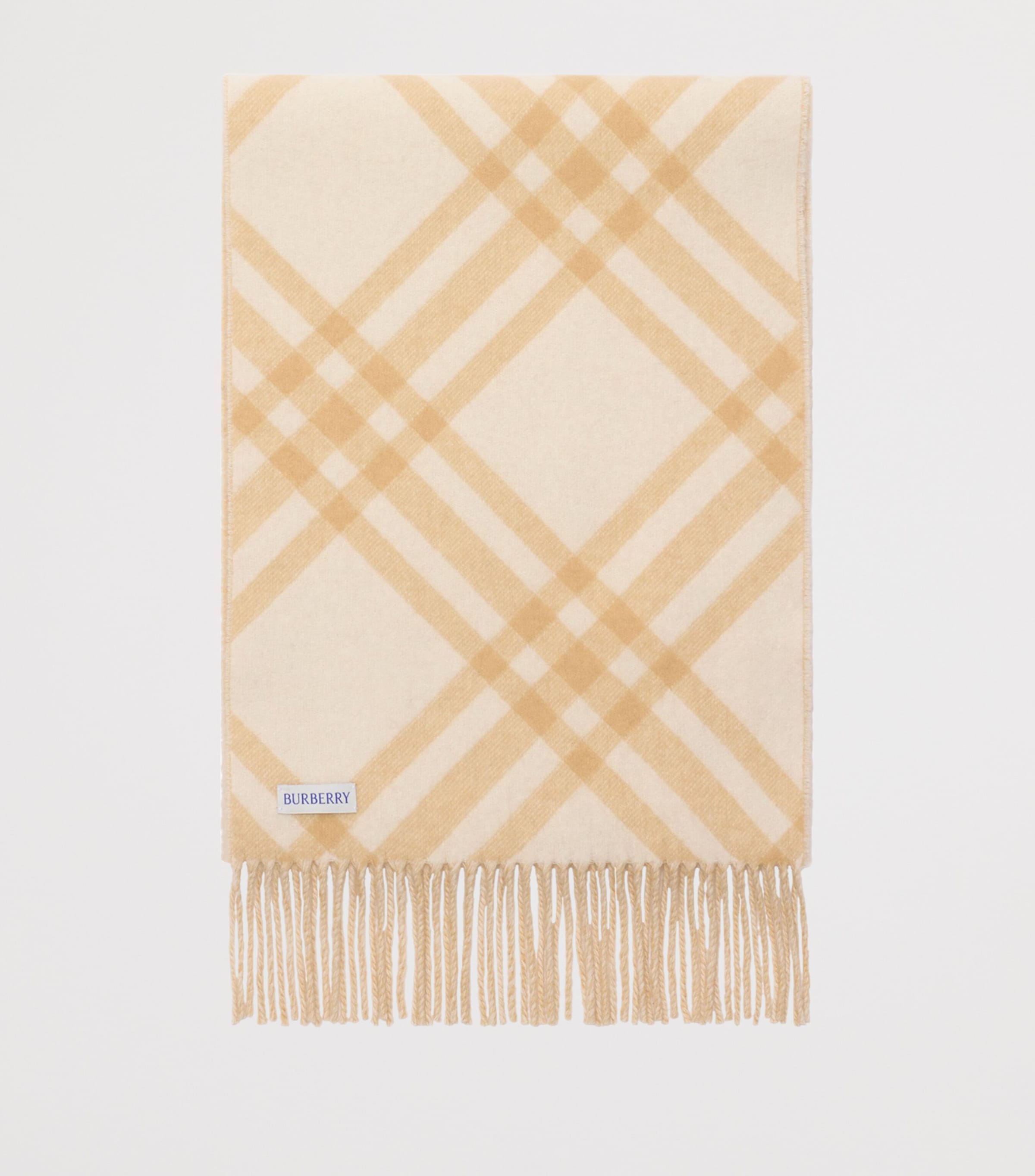 Burberry Beige Cashmere Check Scarf