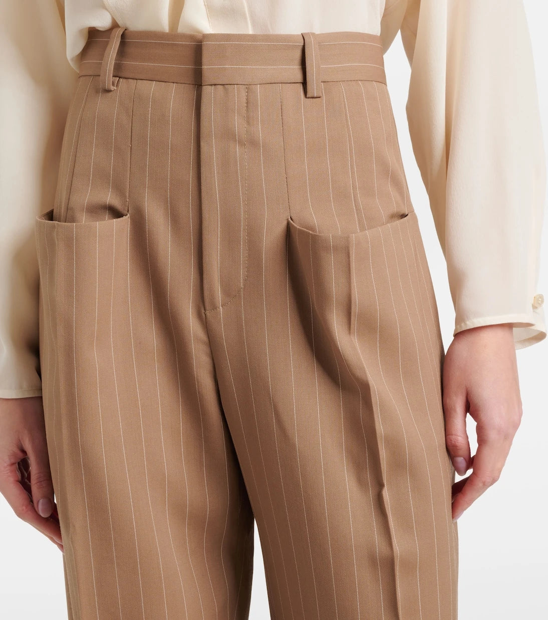 Victoria Beckham - Pinstripe virgin wool wide-leg pants
