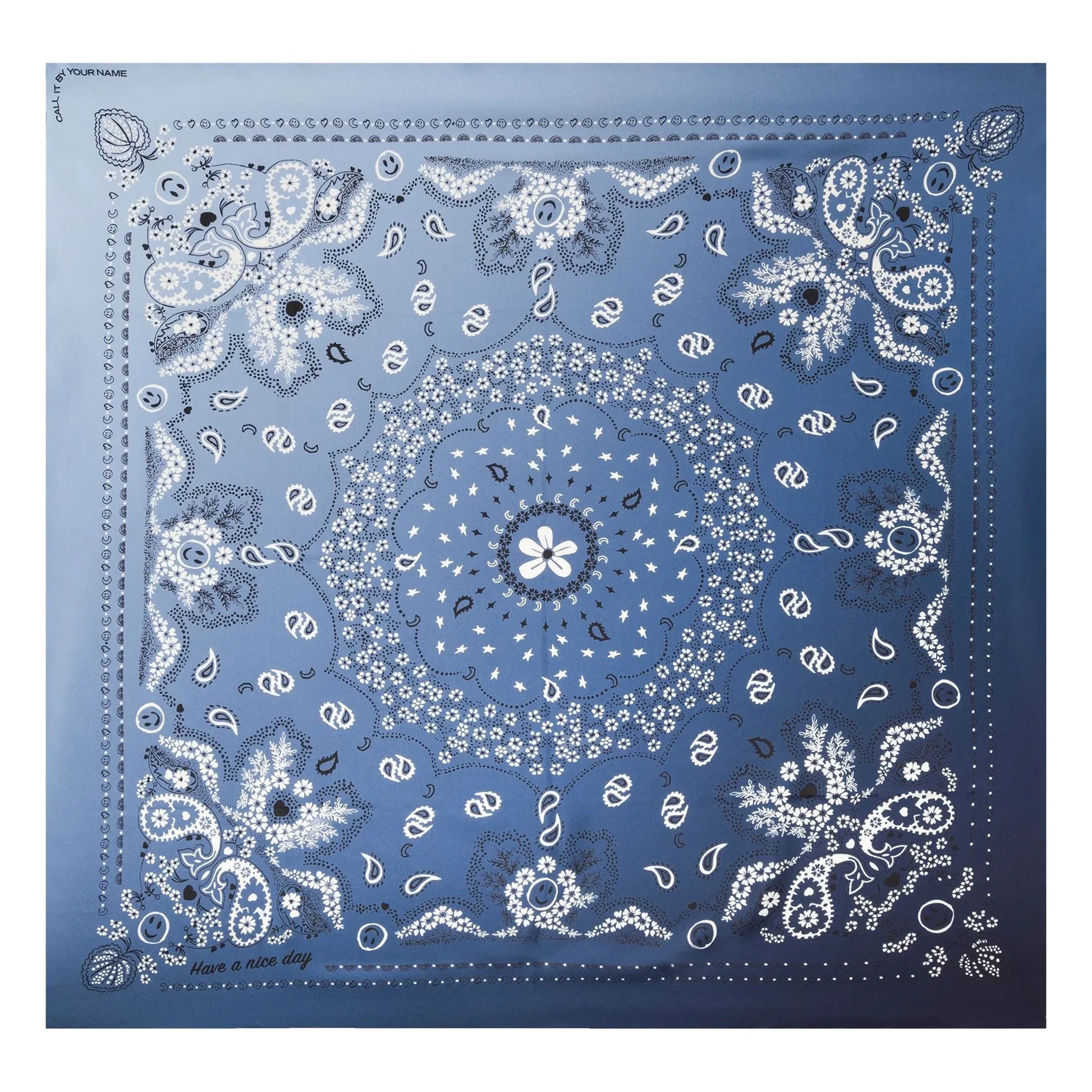 Call it by your name - Large Two-tone Silk Bandana | Blue