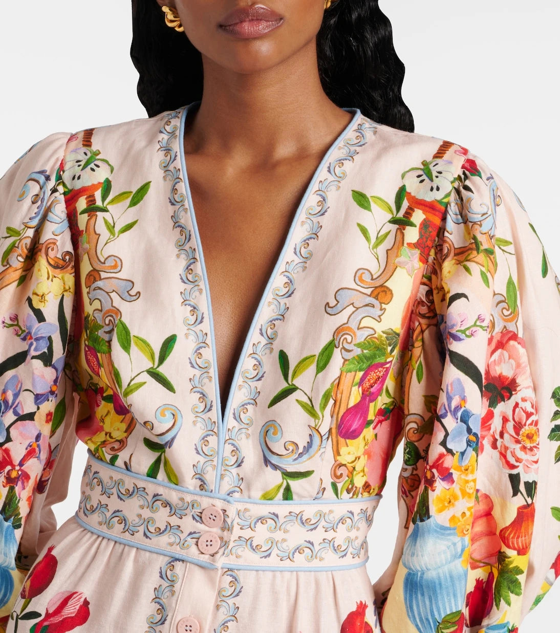 Farm Rio - Floral linen-blend maxi dress